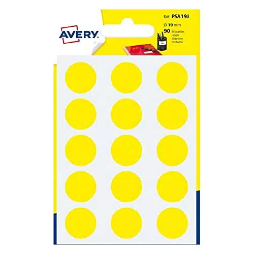 Avery Italia PSA19J Etichette Adesive Rotonde, A6, Giallo