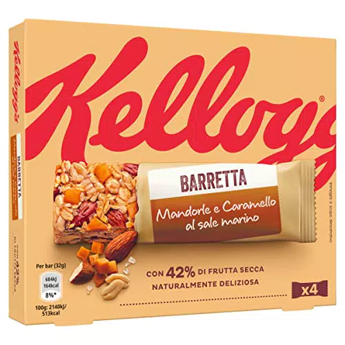 Barretta Kellogg’s Mandorle e Caramello al Sale Marino 4 x32gr