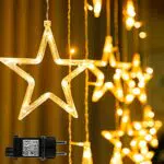 Begleri Tenda Luminosa Natale - Luci di Natale, 2.3m Tenda Luminosa per Decorazioni Natalizie con 12 Stelle / 8 Modalità/Funzione di Memoria