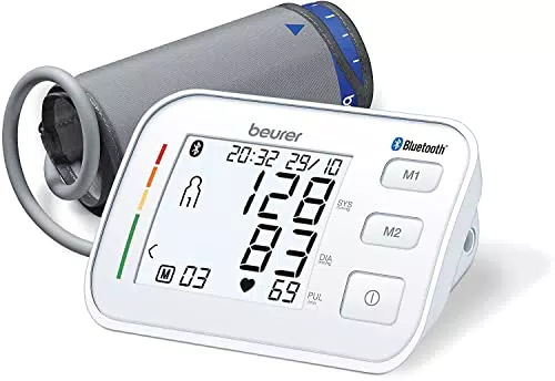 Beurer Sfigmomanometro da braccio BM 57, sfigmomanometro digitale con ampio bracciale fino a 43 cm