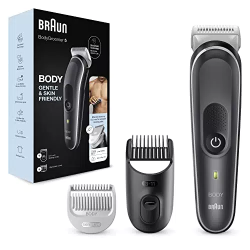 Braun Body Groomer 5 Rasoio Elettrico Corpo Uomo, Accessori Inclusi