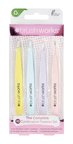 Brushworks Brushworks HD 4 Piece Combination Tweezer Set - Mixed