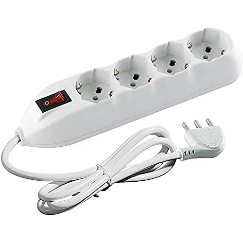 BTicino 3680DB Ciabatta Multipresa Poker, 4 Prese Universali e Interruttore Luminoso