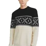 C&A Maglione da uomo girocollo jacquard, nero/bianco