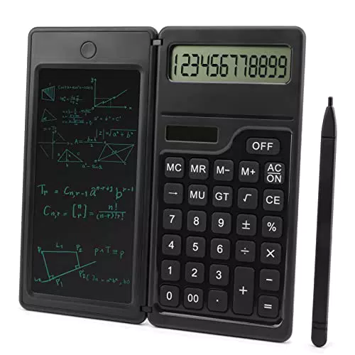 Calcolatrice, zootop Calcolatrice di base per mancini Blocco note con lavagna cancellabile Display LCD a 12 cifre Calcolatrici da tavolo portatili e pieghevoli per l'ufficio Scuola Calcoli