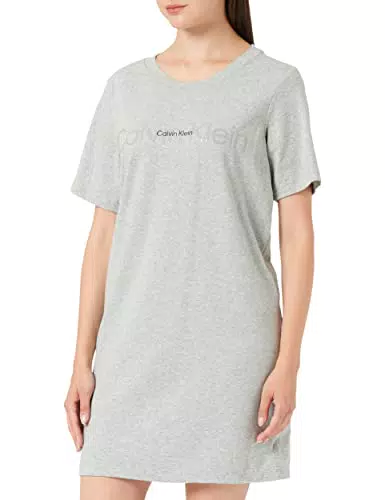 Calvin Klein Camicia S/S Maglia Lunga da Notte, Grey Heather