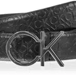 Calvin Klein Cintura Donna Re-Lock CK Logo Belt Debossed in Pelle