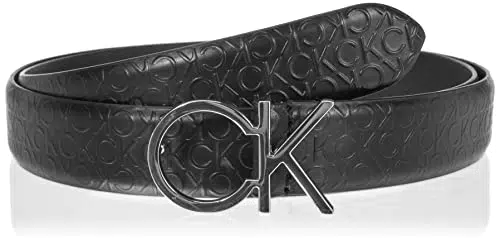 Calvin Klein Cintura Donna Re-Lock CK Logo Belt Debossed in Pelle