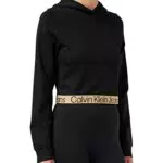 Calvin Klein Logo Tape Milano Hoodie Top in Maglia L/S