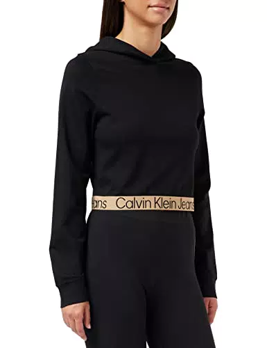 Calvin Klein Logo Tape Milano Hoodie Top in Maglia L/S