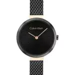 Calvin Klein Orologio Analogico al Quarzo da Donna con Cinturino in Maglia Metallica in Acciaio Inossidabile Nero - 25200084