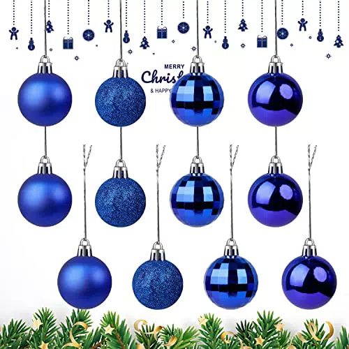 CHSEROK 12 Pezzi Palle Albero di Natale, Palle Natale Blu