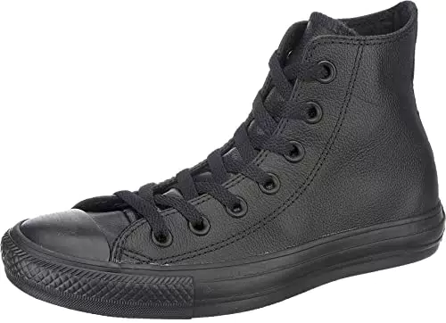 Converse All Star Hi Leather Sneakers Nero Monocromatico-UK 10