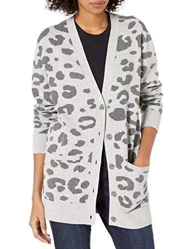Daily Ritual Cardigan in Jacquard Leopardato Ultra Morbido Donna