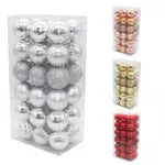 Decorazioni Albero di Natale Set di 36 Palline Albero di Natale di Plastica Palle di Natale Addobbi Natalizie Ornamenti Albero di Natale Palline con Gancio Decorazioni per Albero di Natale