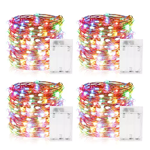 Delamiya Catena di luci a LED, a batteria, 4 pezzi, 6M60 LED