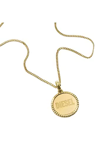 Diesel Collana con Pendente da Uomo in Acciaio, Colore Oro