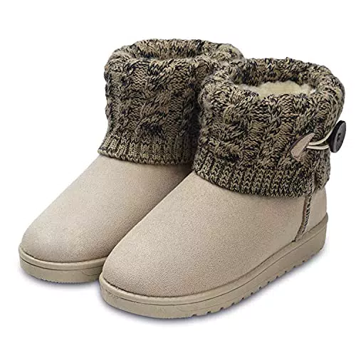 Donna Stivali da Neve Boots Lavoro A Maglia Beige