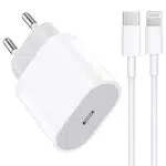 Caricatore Rapido iPhone 20W USB C Rapido Caricabatterie e 2M Cavo USB‑C a Lightning PD 3.0 Spina Alimentatore Presa Carica Muro Ricarica Per iPhone 13/SE/12/11/XS/XR/X/8/iPad