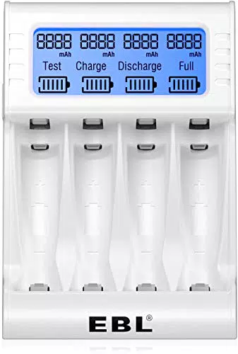 EBL RM-72 Caricabatterie Indipendente 4 Slot con LCD Display