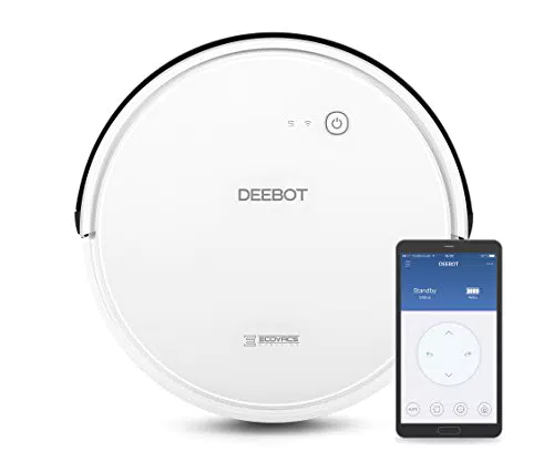 ECOVACS Robotics DEEBOT 600 Robot Aspirapolvere Robot Pulisci Pavimenti con Percorso di Pulizia Sistematico Modalità Max Controllo smart tramite App e Telecomando Autoricarica Bianco