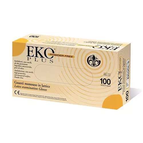 EKO Plus EKOCL8 Guanto Monouso in Puro Lattice di Gomma Naturale