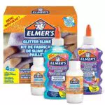 ELMER’S Kit Glitterato per Slime con Colla Glitterata Viola e Blu e 2 Flaconi di Liquido Magico Attivatore di Slime