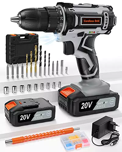 FAHEFANA Trapano Avvitatore Batteria 20V, Avvitatore a Batteria 42Nm con 2 Batteries 2.0Ah