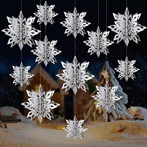 Feliciay, 18 decorazioni natalizie da appendere, a forma di fiocco di neve