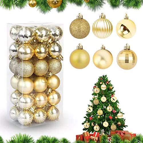 Feliciay - Set di 36 palline di Natale assortite, infrangibili
