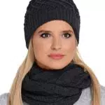 fil'loo CD-055 Cappello + Scaldacollo Set Classico Monocolorato Invernale - Fabbricato in UE