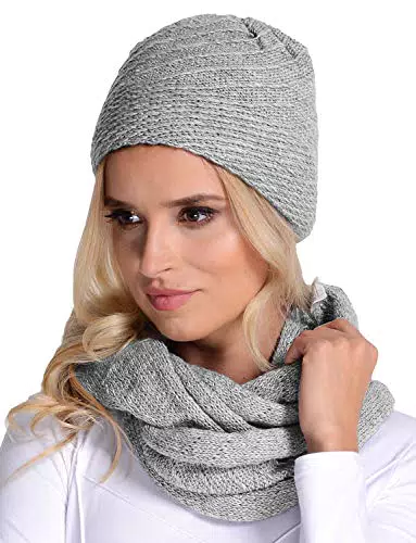 fil'loo CD-069 Cappello + Scaldacollo Comapleto Invernale Classico Monocolorato - Fabbricato In UE