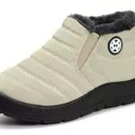 Gaatpot Stivali da Neve Ragazzi Ragazze Scarpe Invernali Bambini Fodera Calda Stivali Piatto Impermeabili Stivaletti Morbide Antiscivolo Beige#3 = 35 CN