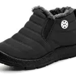 Gaatpot Stivali da Neve Ragazzi Ragazze Scarpe Invernali Bambini Fodera Calda Stivali Piatto Impermeabili Stivaletti Morbide Antiscivolo Nero#3 = 29 CN
