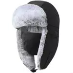GADIEMKENSD Winter Trapper Hat for Men Warm Russian Ushanka for Women Snow Ski Hunting Trooper Hat with Windproof Mask Ear Flaps Chin Strap Faux Fur Aviator Bomber Hat Cold Weather cap Black XL