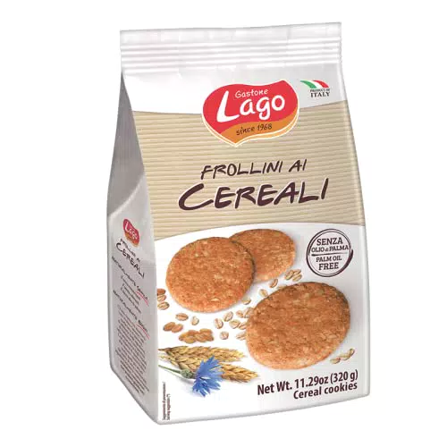 Gastone Lago Frollini ai Cereali 320g, Biscotti Frollini ai Cereali con Fiocchi d'Avena integralienza Olio di Palma