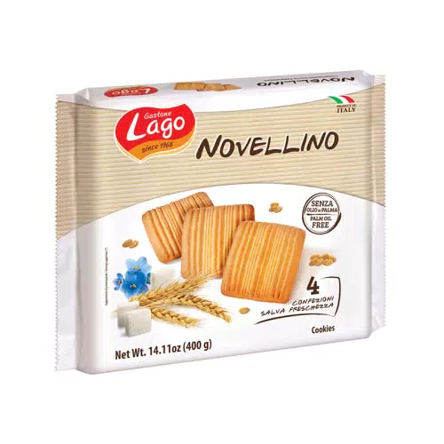 Gastone Lago Novellino, 400 g, Biscotti Frollini fatti con Farina di Grano Tenero e Uova frescheenza Olio di Palma