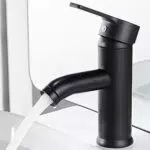 GCDN acciaio inox nero opaco satinato vernice spray acqua calda fredda bibcock bianco e nero tavola rotante rubinetto bacino