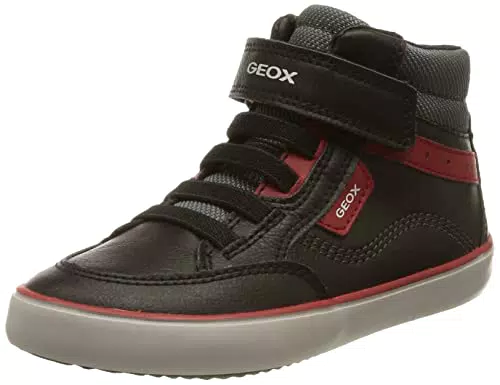 Geox J Gisli Boy Bneakers Bambini e ragazzi, Nero/Rosso