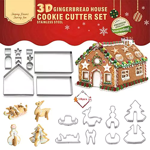 Gingerbread House di Natale, 18 Pezzi Christmas Cookie Cutters