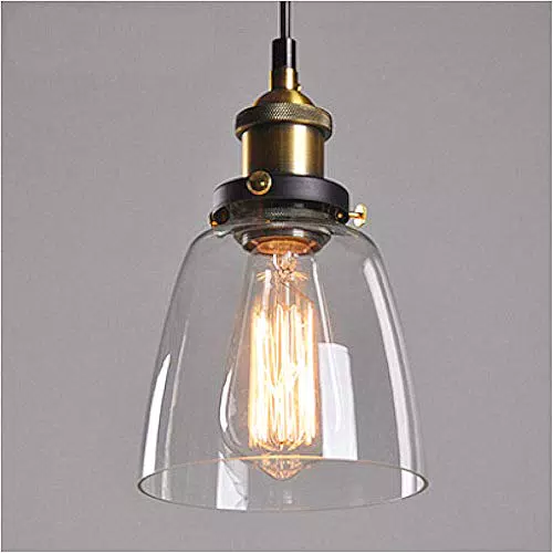 Glighone Lampadario Industriale Vintage in Vetro Lampada a Sospensione Lampade Sospese da Soffitto Attacco E27
