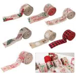 Gobesty Nastro di tela da imballaggio natalizio, 7 rotoli di nastro metallico Decorazione natalizia