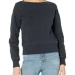 Goodthreads Felpa Crop Tradizionale in Pile a Maniche Lunghe con Scollo a Barchetta Donna