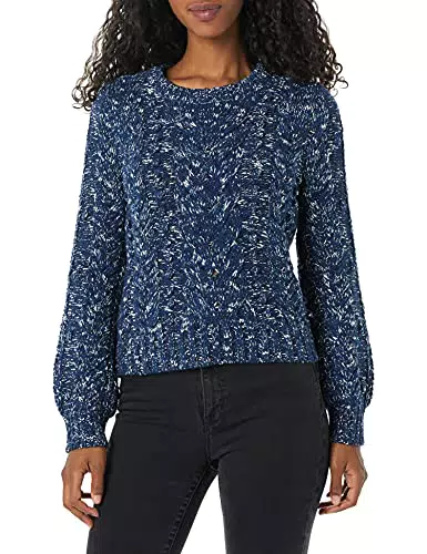 Goodthreads Maglione Girocollo Corto a Maniche Lunghe in Punto Popcorn Marmorizzato Donna