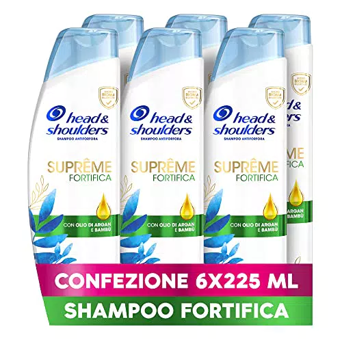 Head & Shoulders Shampoo Antiforfora Supreme Fortifica con Bambù Formato Convenienza X6 Pacchi