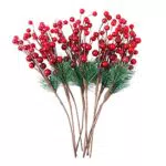 Healifty 10PCS Berry Picks Natale pigne e bacche rosse floreali Pics for Christmas Decorations