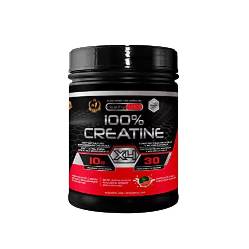 Healthy Fusion Creatina monoidrata . Creatina pura microfiltrata con vitamina B6 . Favorisce la crescita muscolare e la resistenza . Creatina monoidrata in polvere al gusto di anguria . 30 dosi