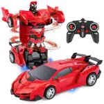 Highttoy Macchina Telecomandato Robot, Trasformatore Giocattolo per Bambini 3-12 Anni Auto Radiocomandata Robot Macchinine da Corsa RC 2.4GHz Scala 1:18 Robot Giocattolo per Ragazzi Ragazze Rosso