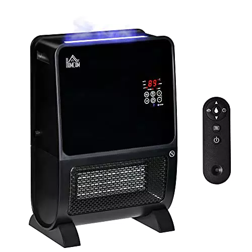HOMCOM Stufa Elettrica 2 in 1 con Umidificatore Luce LED a 3 Colori e Ultravioletti Timer e Telecomando