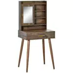 homcom tavolo da trucco con specchio in Legno, Cassetto e 4 Ripiani Salvaspazio